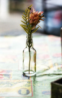 Close-up of flower vase on table