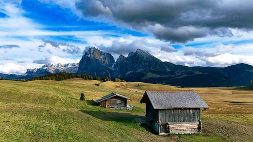 Scenic view of mountains against sky at seiser alm