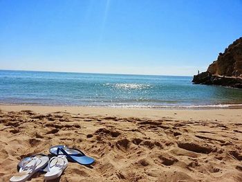 Scenic view of sea against clear sky