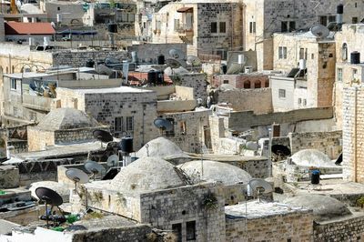 High angle view of buildings in town