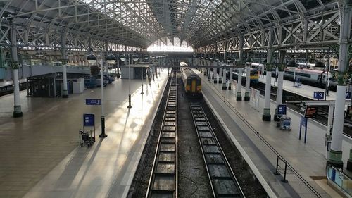 High angle view of railroad station platform