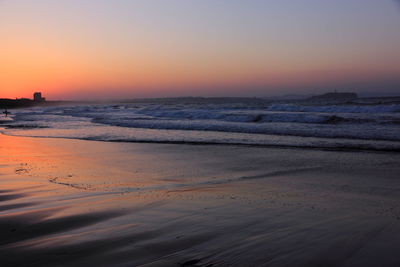 Scenic view of sea at sunset