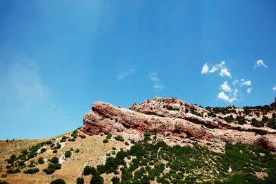 Scenic view of rock formation against blue sky