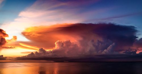 Scenic view of calm sea at sunset