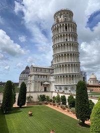 View of historical leaning tower of pisa against sky