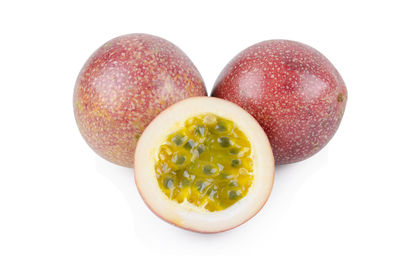 High angle view of fruits against white background