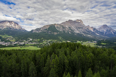 Scenic view of landscape and mountains against sky