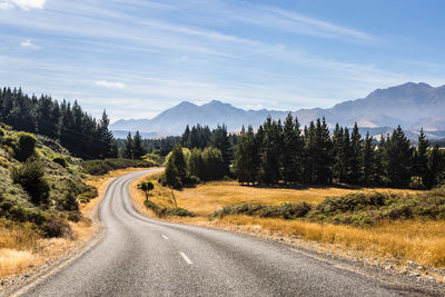 Road amidst trees against sky