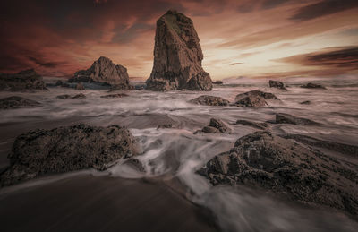 Scenic view of sea against sky during sunset