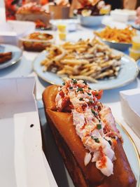 Lobster roll with fries