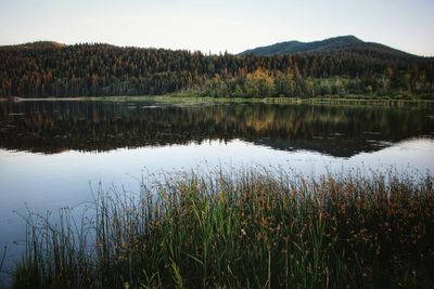 Scenic view of lake against sky