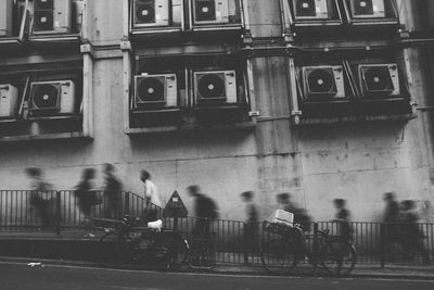 People walking on city street