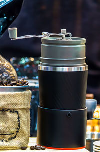 Close-up of coffee cup on table