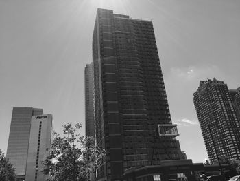 Low angle view of modern buildings against sky