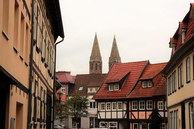 Low angle view of residential buildings against sky