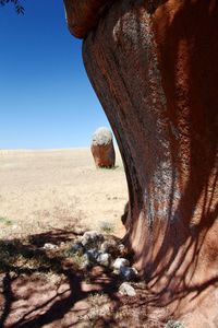 Scenic view of land against clear sky