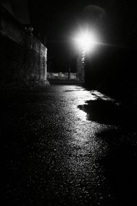 Illuminated street lights at night