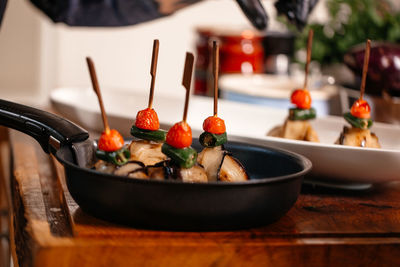 Close-up of food in bowl on table