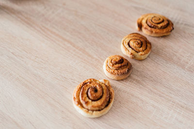 High angle view of cookies on table