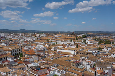 High angle view of townscape against sky