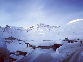 Scenic view of mountain range against sky