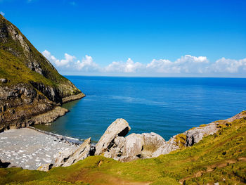 Scenic view of sea against cloudy sky