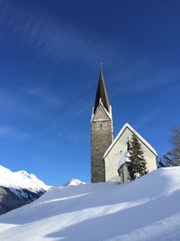 High angle view of building against sky during winter
