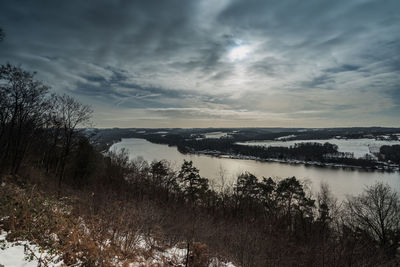 Scenic view of lake against sky