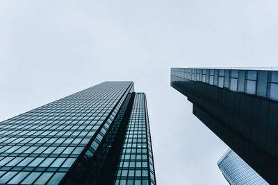 Low angle view of skyscraper against clear sky