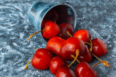 Close-up of cherries in water