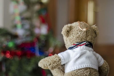 Close-up of teddy bear at home