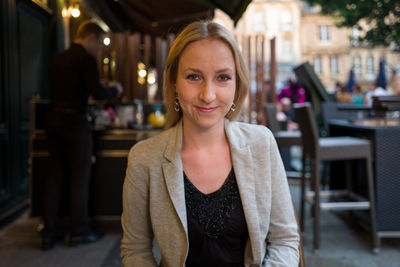 Portrait of beautiful woman at restaurant