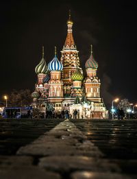 Low angle view of illuminated temple