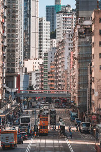 View of city street and buildings