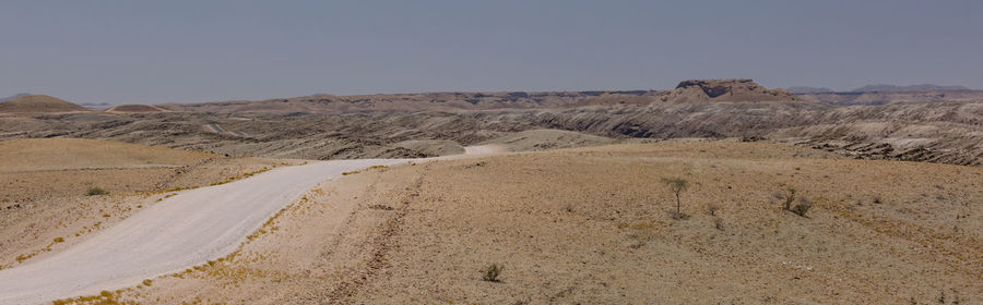 Scenic view of desert against clear sky