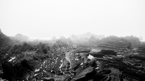 High angle view of landscape against clear sky