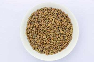 High angle view of bread in bowl on table