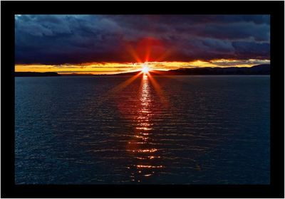 Scenic view of sea against sky at sunset