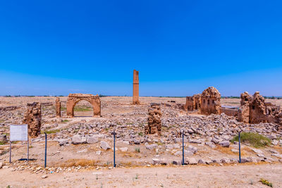 Old ruins against clear blue sky