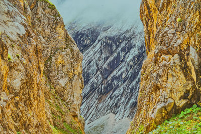 High angle view of rock formations in sea