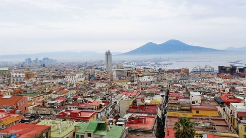 High angle view of buildings in city