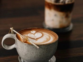 Close-up of coffee on table