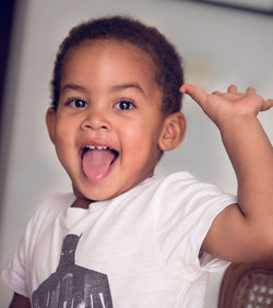 Portrait of cute boy smiling