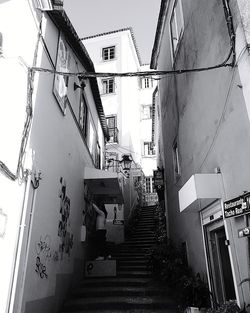 Low angle view of staircase against sky