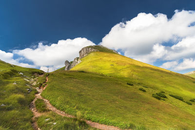 Scenic view of land against sky