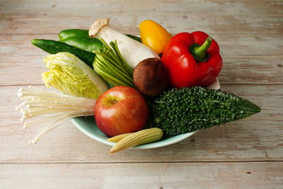 High angle view of fruits on table