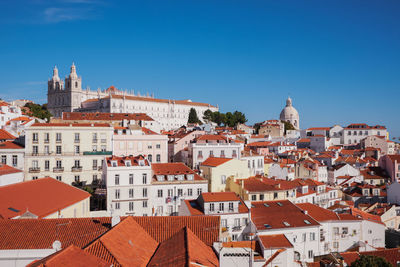 Panorama view - santa luzia viewpoint, with view to alfama old town - lisbon, portugal