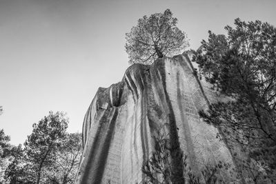 Low angle view of statue against clear sky