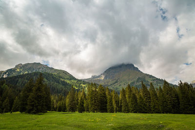 Scenic view of mountains against sky