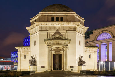 View of historic building at night